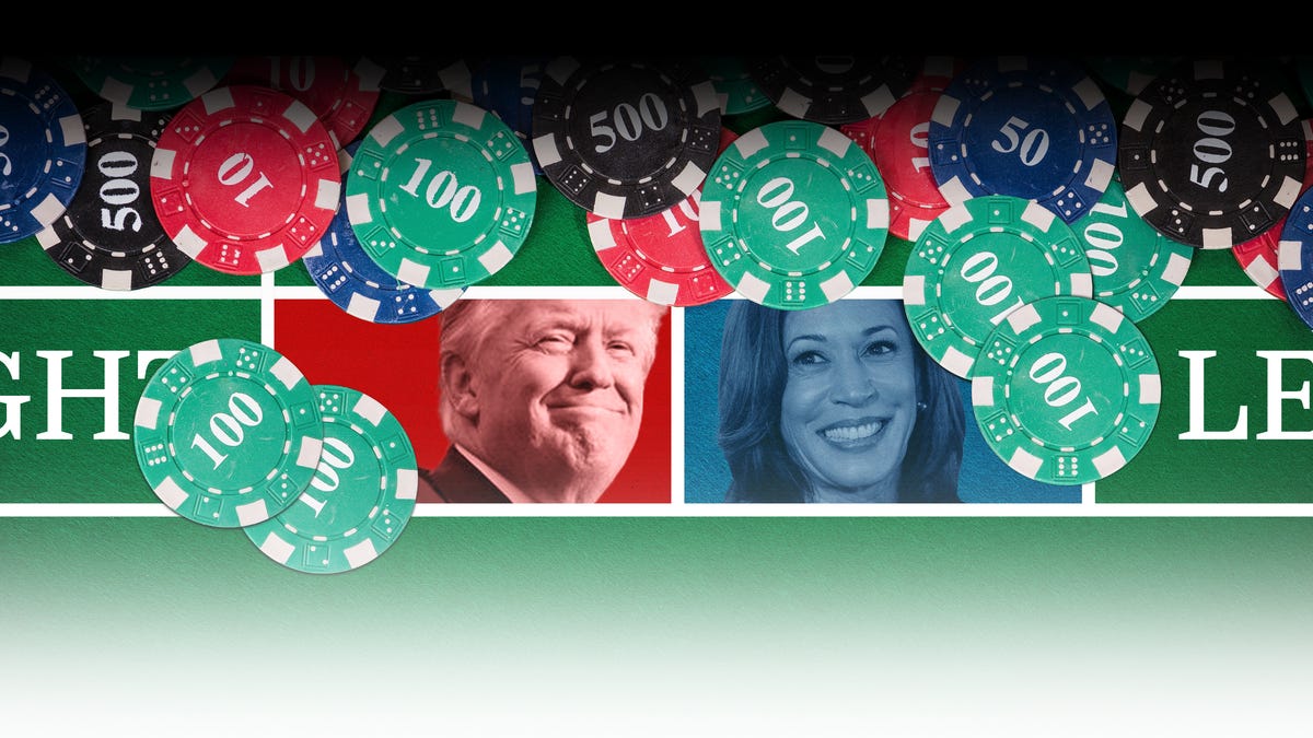 Kamala Harris rises in polls. See what election odds bettors give her now