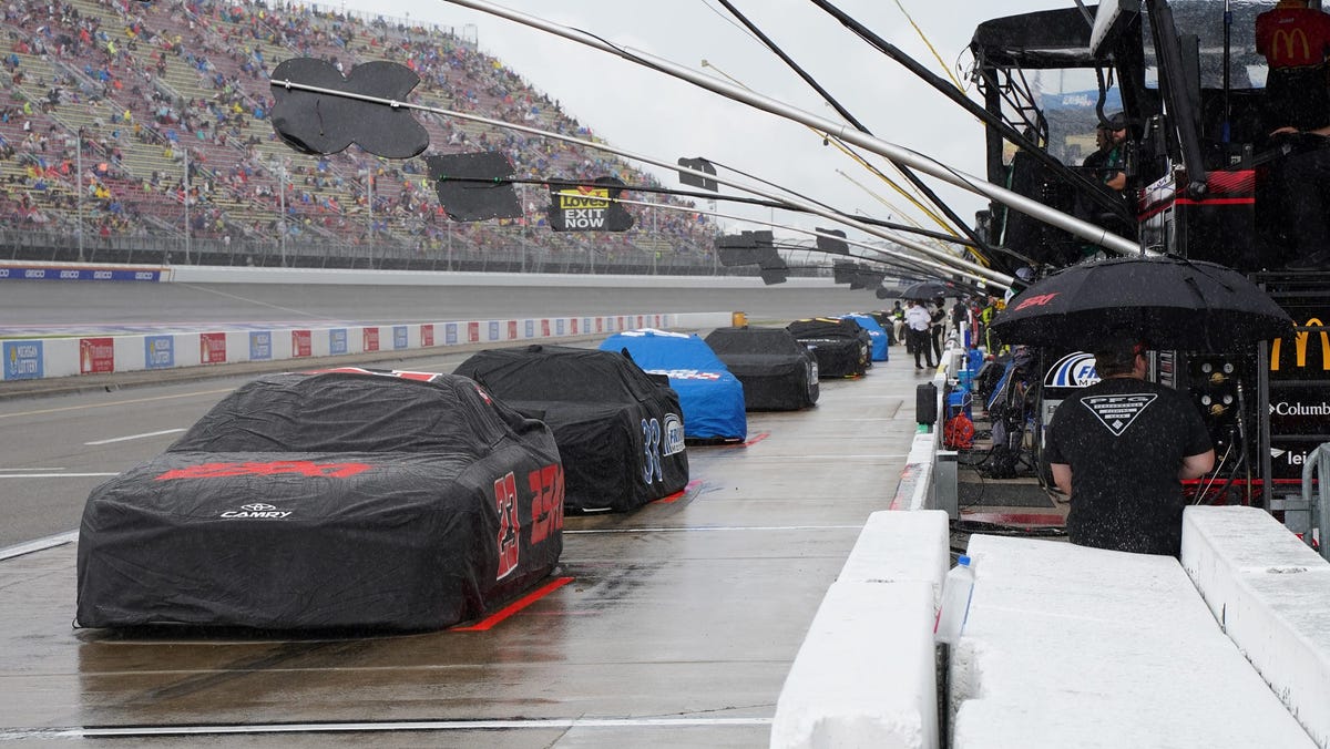 NASCAR Cup race at Michigan halted by rain after Stage 1, will resume Monday