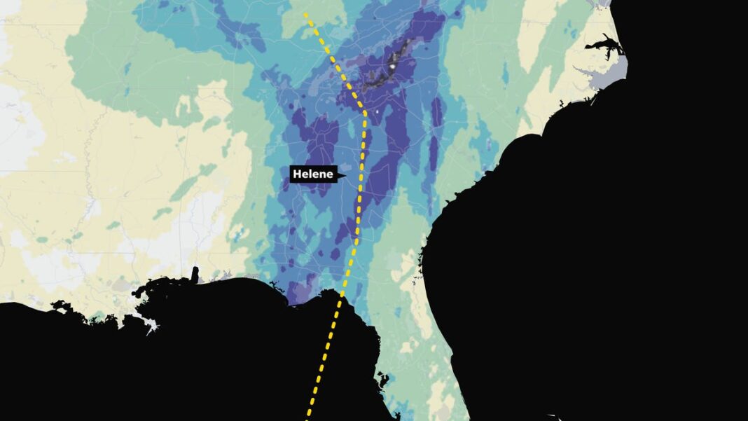 Maps track Hurricane Helene’s 800-mile path of destruction across southeastern US