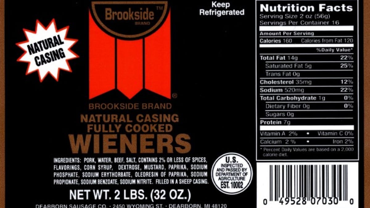 Almost 2,000 pounds of wiener products recalled for mislabeling and undeclared allergens