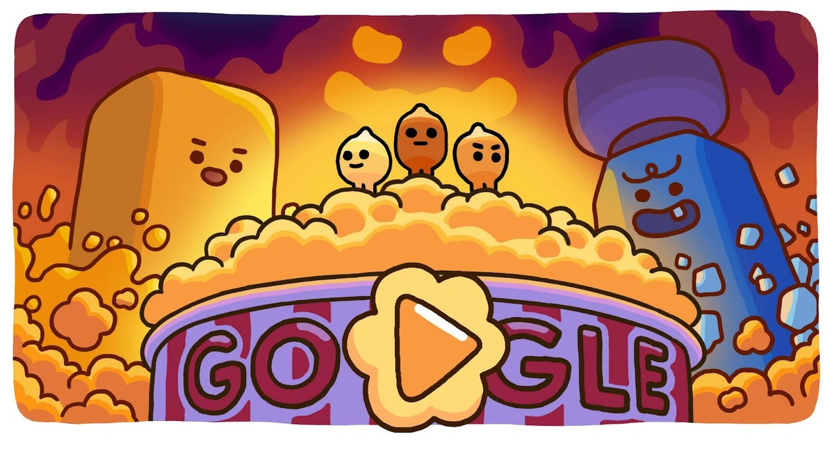 What is the Google Doodle today? Popcorn kernels run around in Wednesday’s Doodle