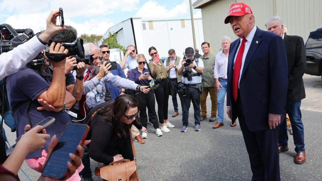 Trump tours Hurricane Helene damage in Georgia, falsely says Biden and Kemp haven’t spoken