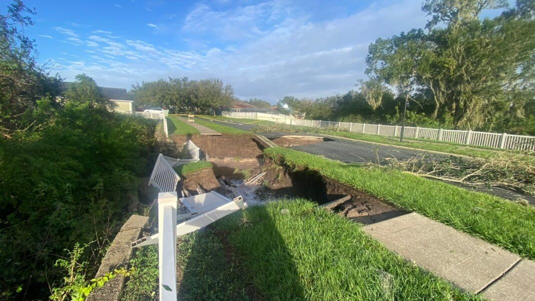 ‘Stay alert’: See large sinkhole that formed in Florida in wake of Hurricane Milton