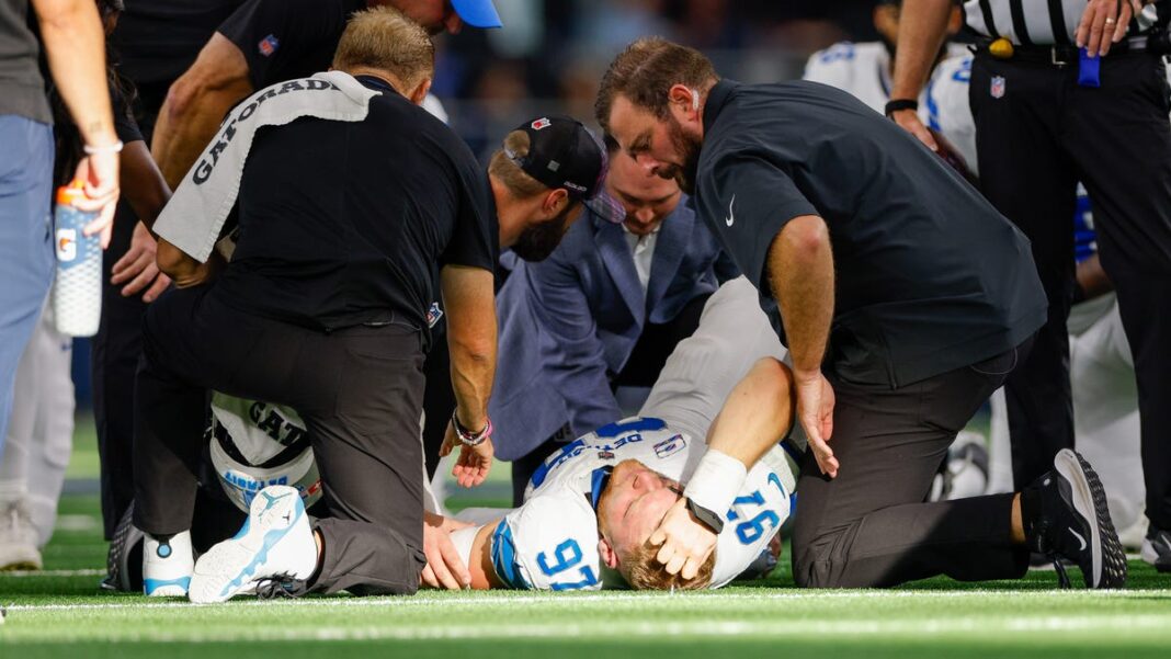 Aidan Hutchinson injury update: Lions DE suffers broken tibia vs. Cowboys