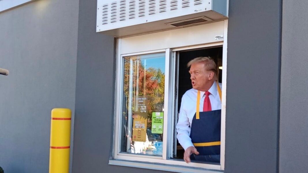 Donald Trump visits Pennsylvania McDonald’s, alleges without evidence Kamala Harris lied about college work