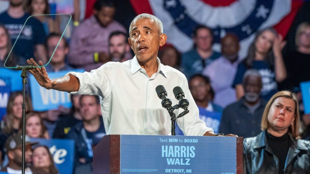 ‘Palms are sweaty, knees weak’: Obama raps Eminem’s ‘Lose Yourself’ at rally in Detroit