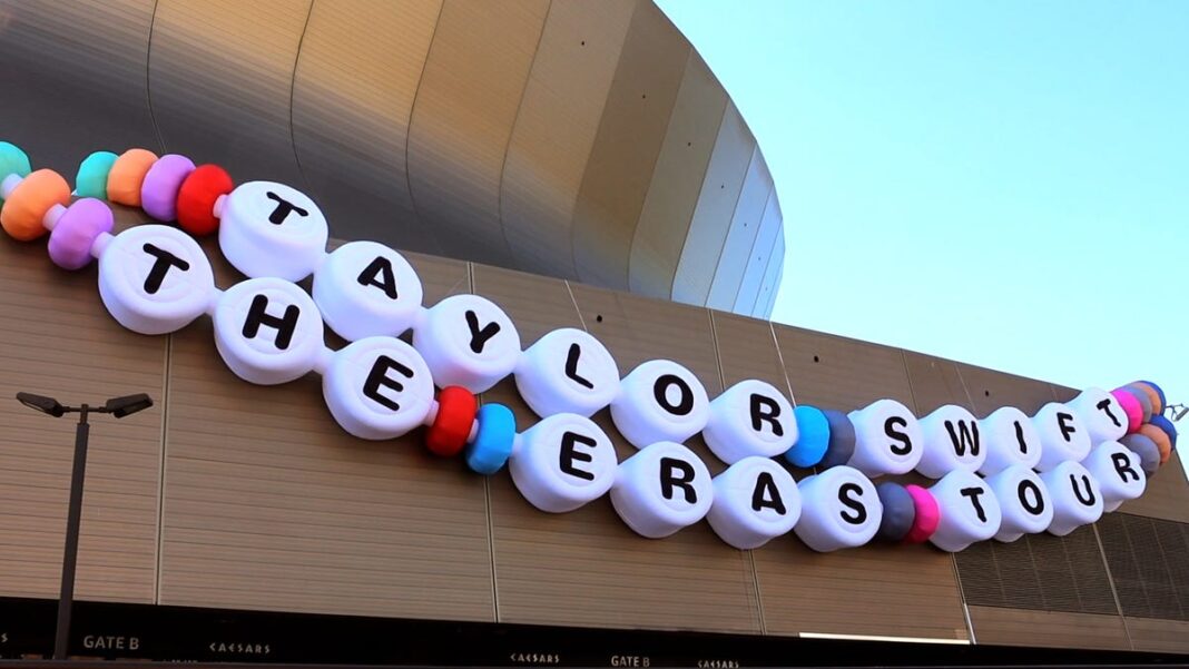 Artist explains how he hung 140-foot friendship bracelets on the Caesars Superdome