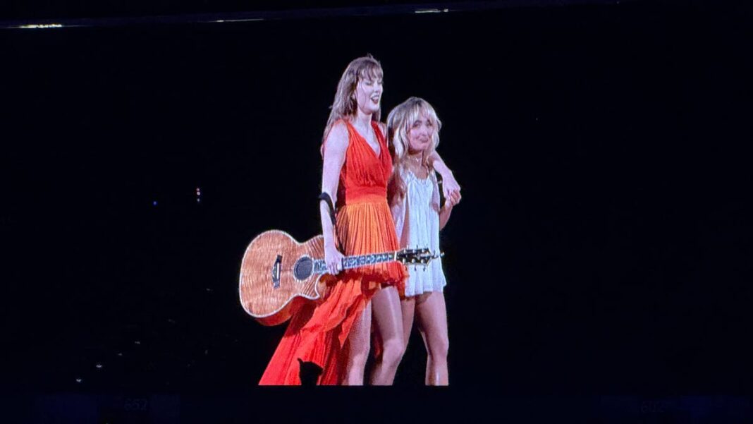 Sabrina Carpenter joins Taylor Swift onstage in New Orleans on her one night off