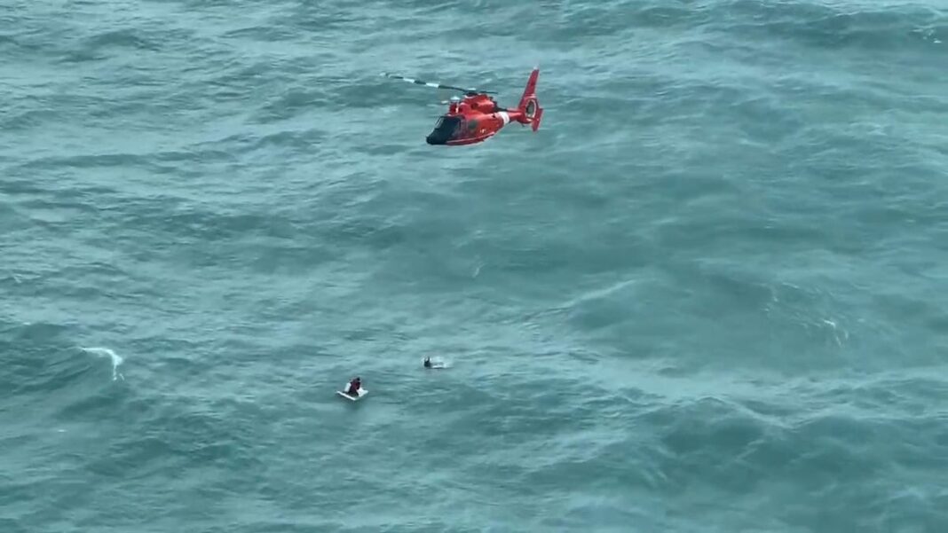 Video shows Coast Guard rescue boat captain hanging on to cooler after Hurricane Milton