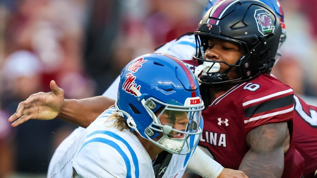 Ole Miss QB Jaxson Dart responds after South Carolina’s gun celebration