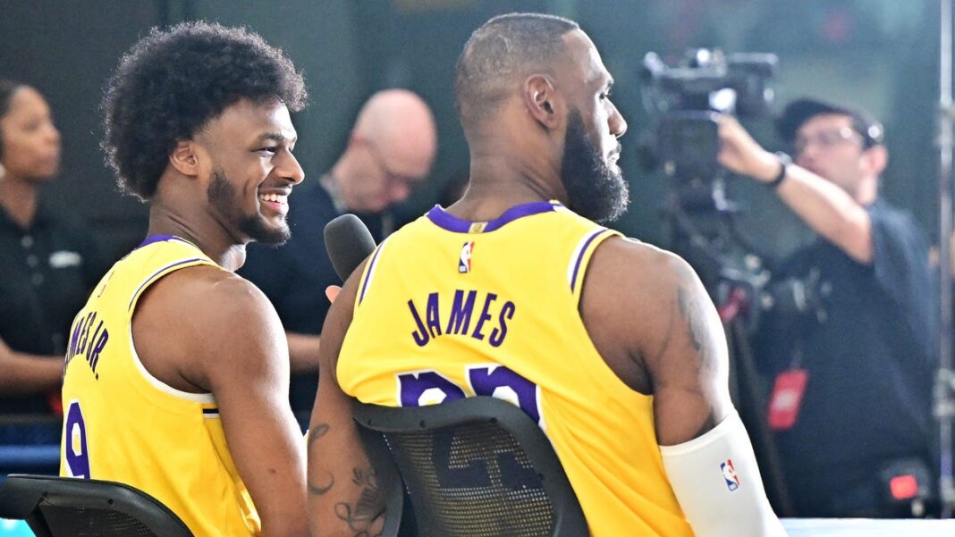 LeBron, Bronny share the floor at Lakers media day, move closer to sharing court in NBA