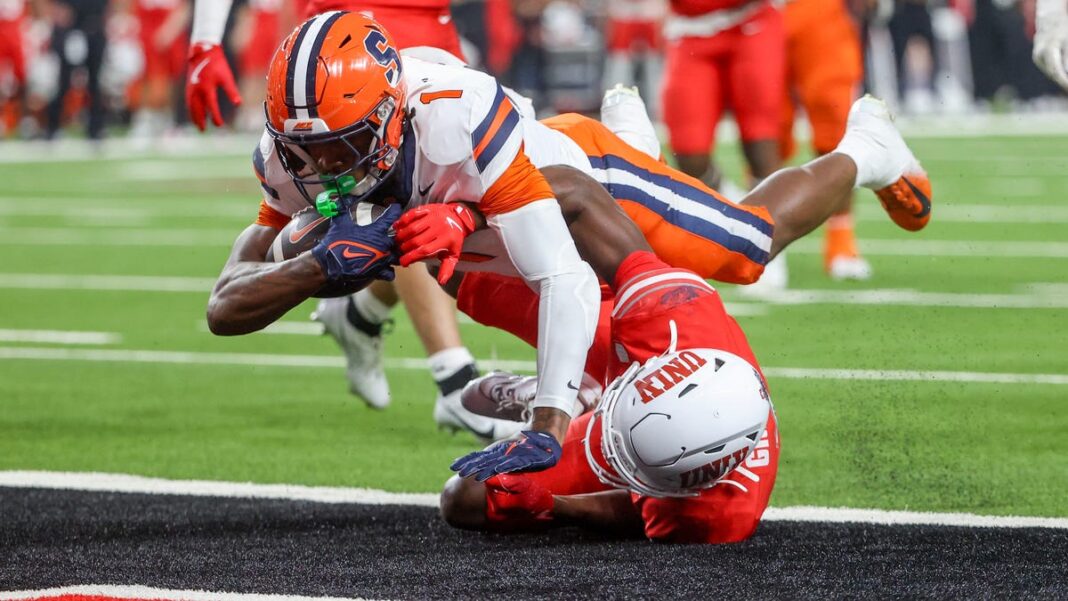 LeQuint Allen scores 4 TDs as Syracuse upsets No. 23 UNLV in overtime