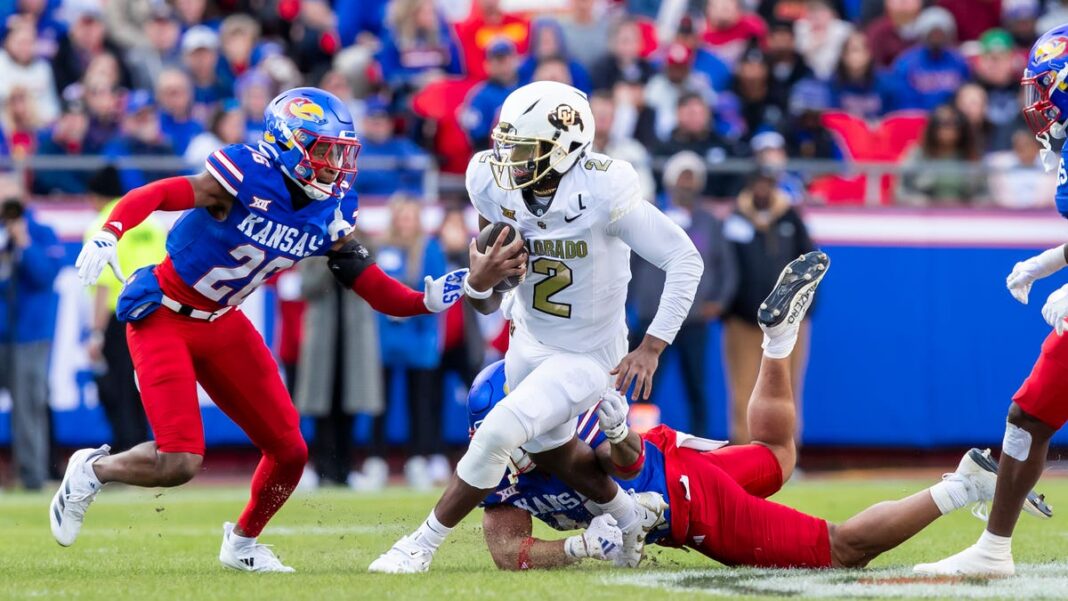 Look: Colorado QB Shedeur Sanders appears to shove official in game vs Kansas