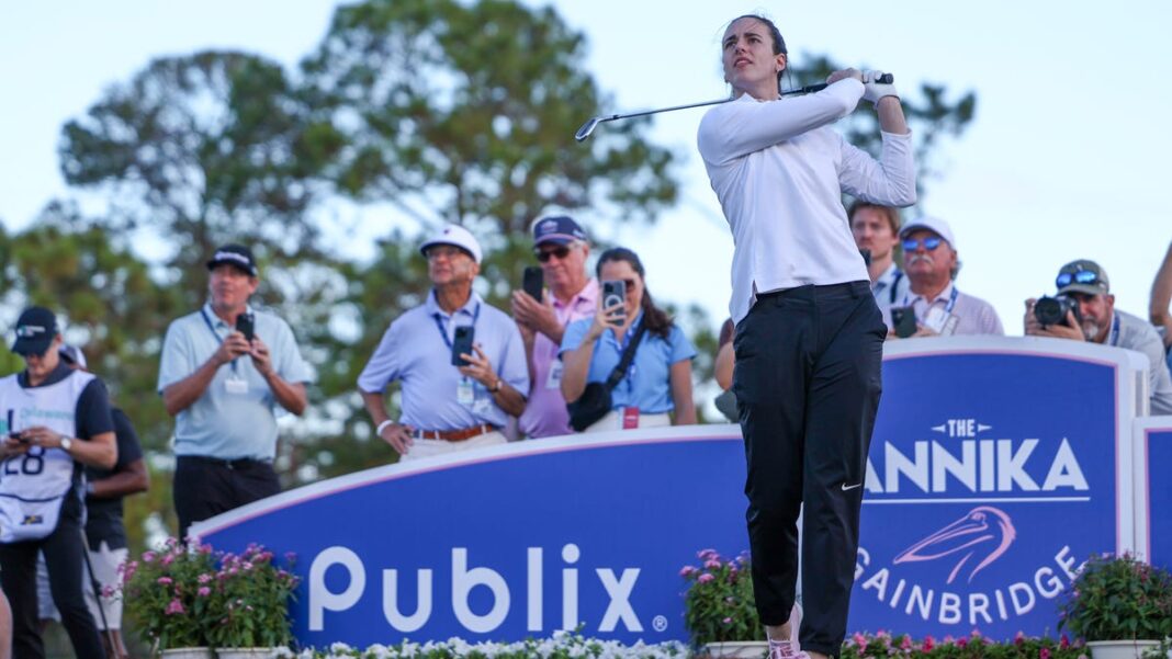 Caitlin Clark shanks tee shot, nearly hits fans at LPGA’s The Annika pro-am