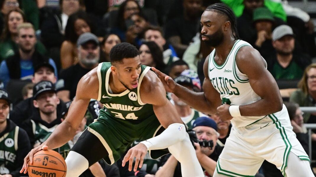 Celtics’ Jaylen Brown calls Bucks’ Giannis Antetokounmpo a ‘child’ over fake handshake