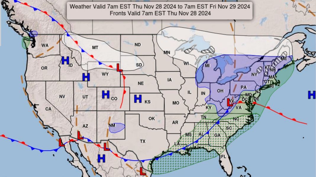 Latest Thanksgiving forecast calls for snow, rain and bitter cold as millions travel