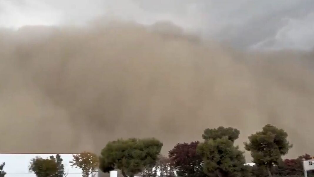 Watch as dust storm that caused 20-car pileup whips through central California