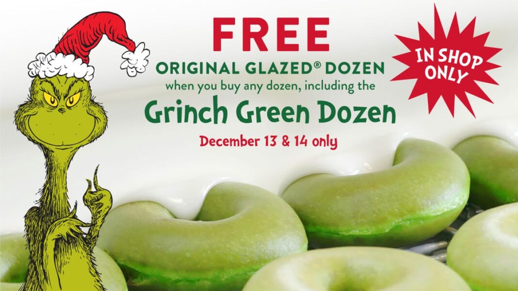 Krispy Kreme offers a free dozen Grinch green doughnuts: When to get the deal