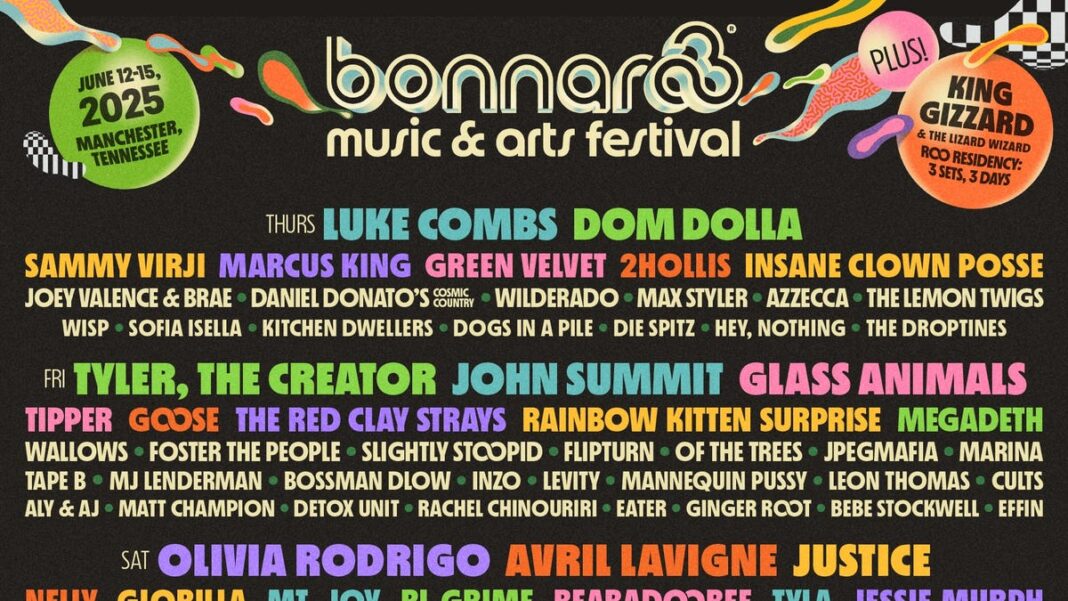 Bonnaroo: 2025: Luke Combs, Tyler the Creator, Olivia Rodrigo and Hozier to headline