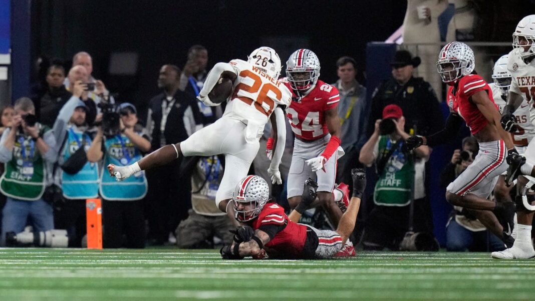 Social media reacts to Texas, Steve Sarkisian’s disastrous goal-line toss vs Ohio State