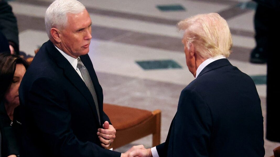 Mike Pence says he ‘welcomed’ opportunity to talk to Donald Trump at Jimmy Carter funeral