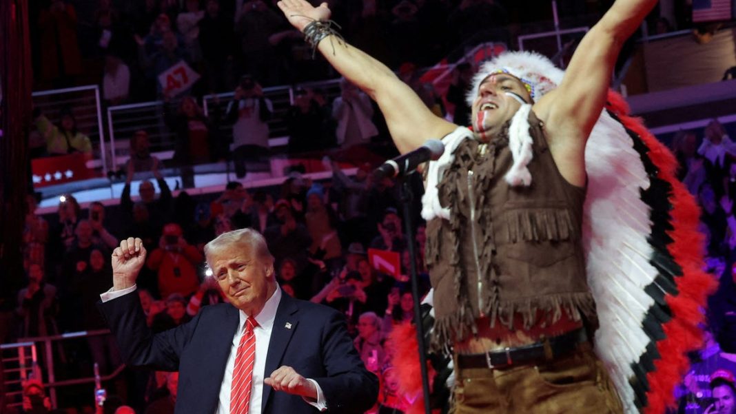 Watch Trump dance with Village People at pre-inauguration rally