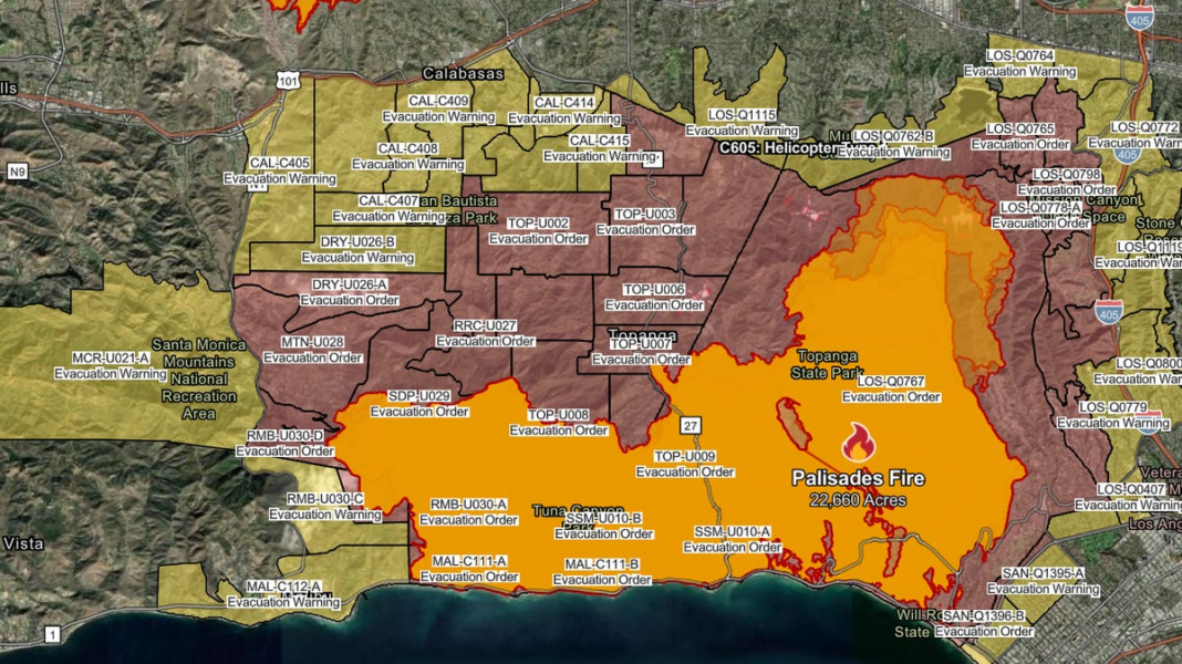 Where are mandatory evacuation orders for California wildfires? See LA maps.