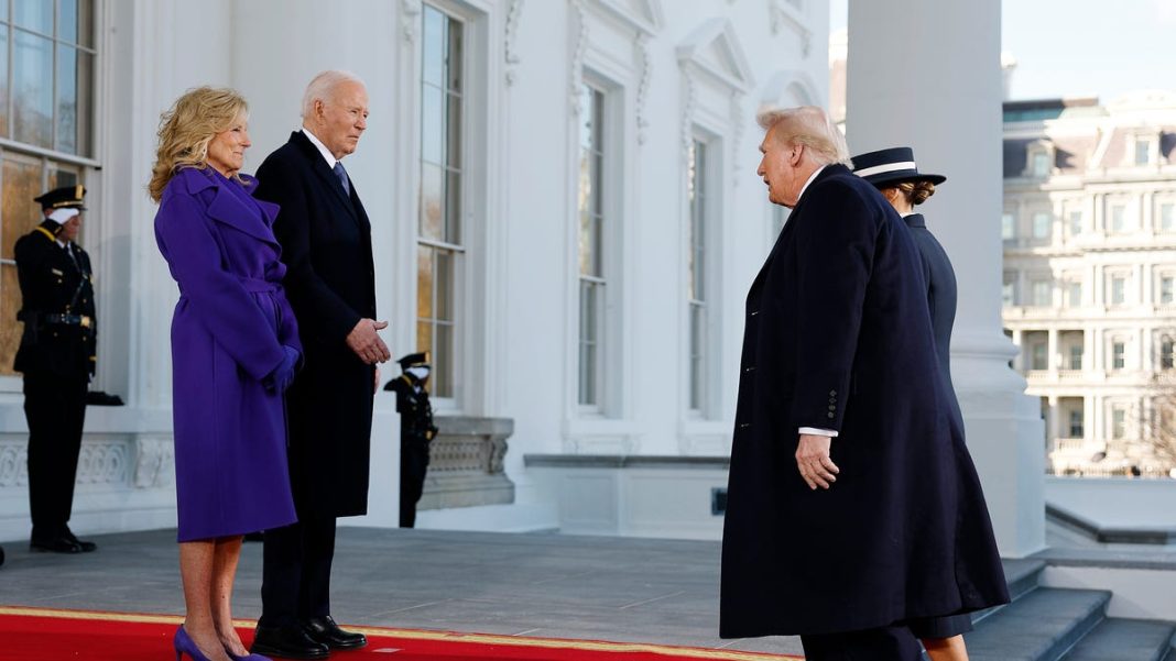 ‘It’s a beautiful day’: Joe Biden departs White House for final time as president