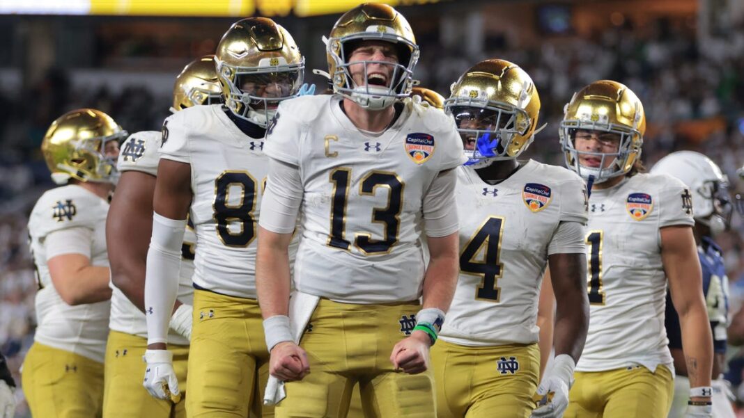 Notre Dame reaches College Football Playoff title game with late field goal against Penn State