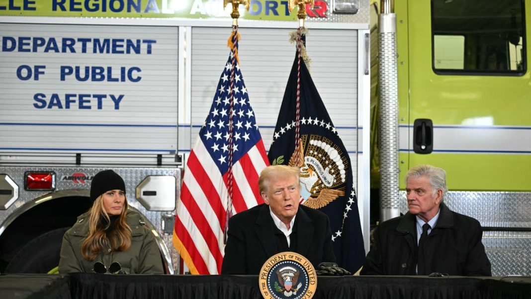 Trump criticizes FEMA during tour of North Carolina storm damage. Next to LA: Live updates